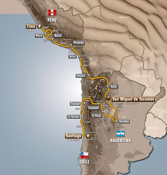Mapa Rajdu Dakar 2013
